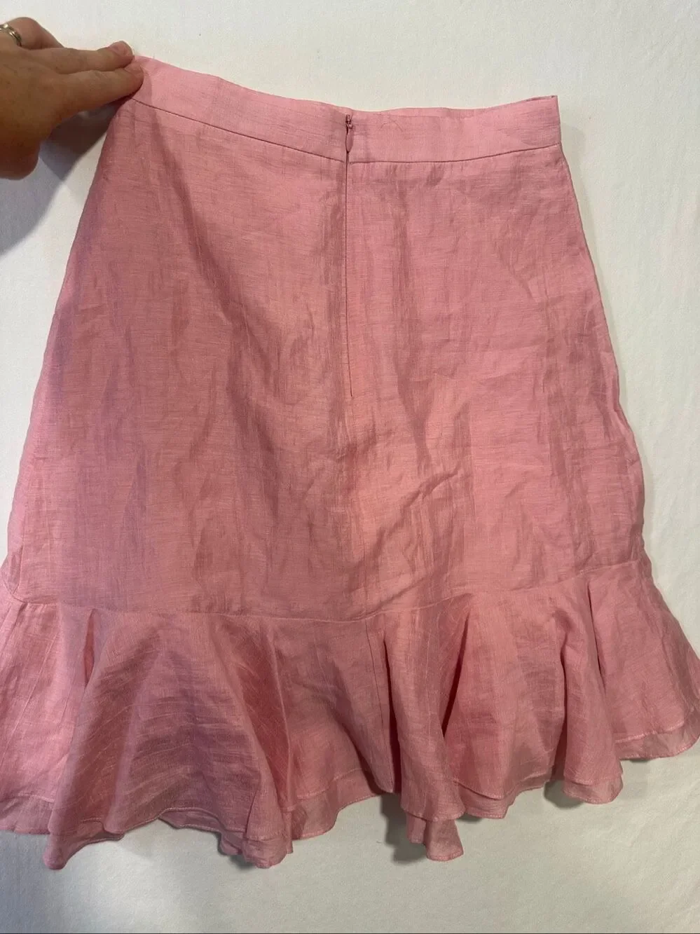 Sandro Paris Pink Linen Blend Asymmetrical Ruffle Mini Skirt Size 0 / XS